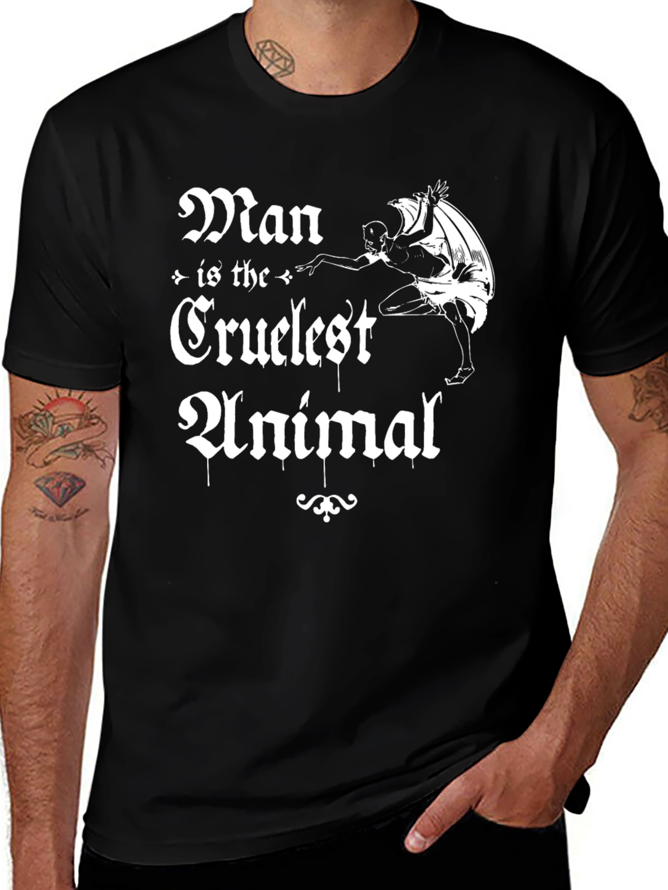 Black Man is the Cruelest Animal Black Graphic T-Shirt main image