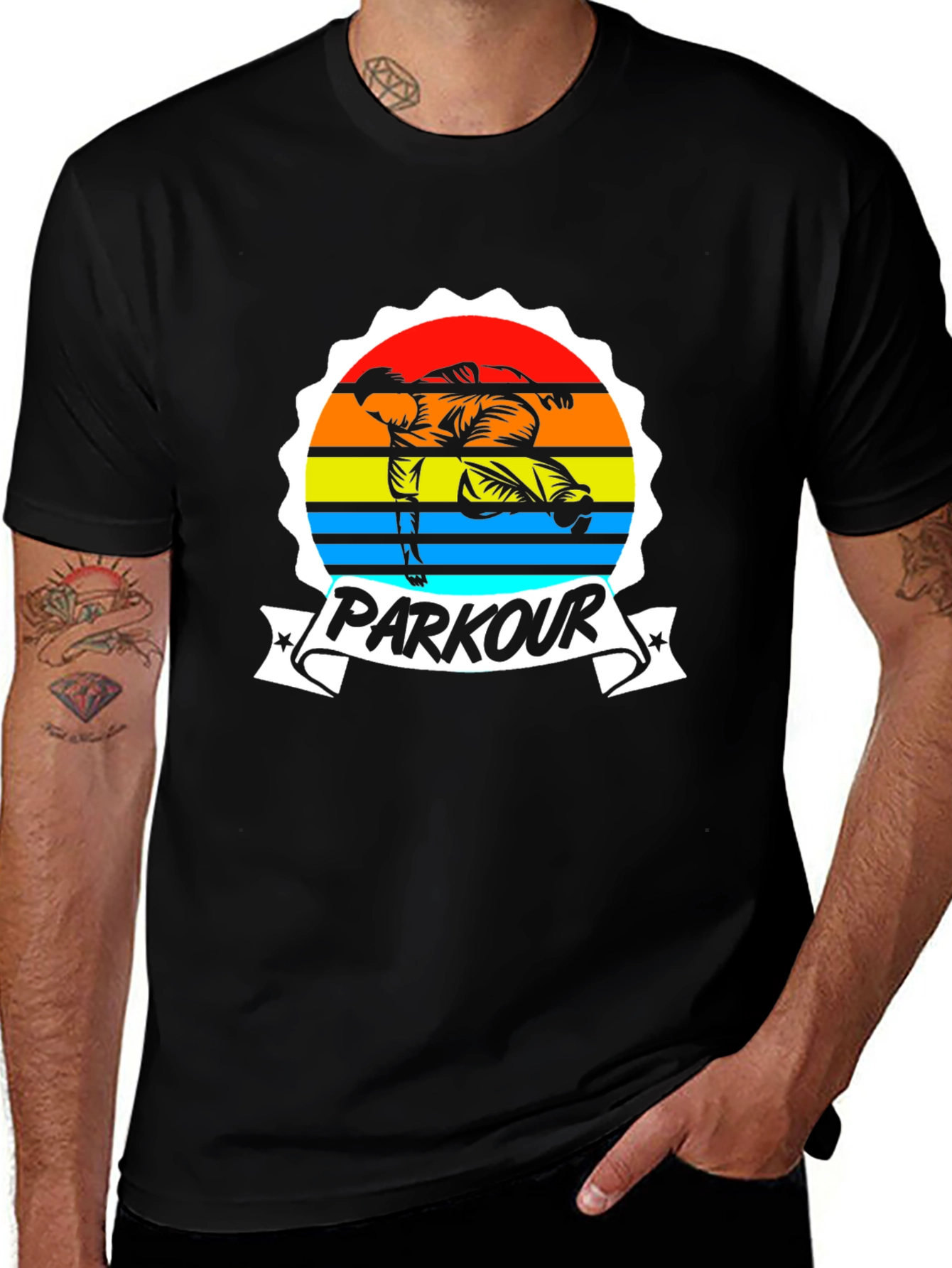 Variant 22 of Parkour Graphic Tee - Urban Style Black T-Shirt