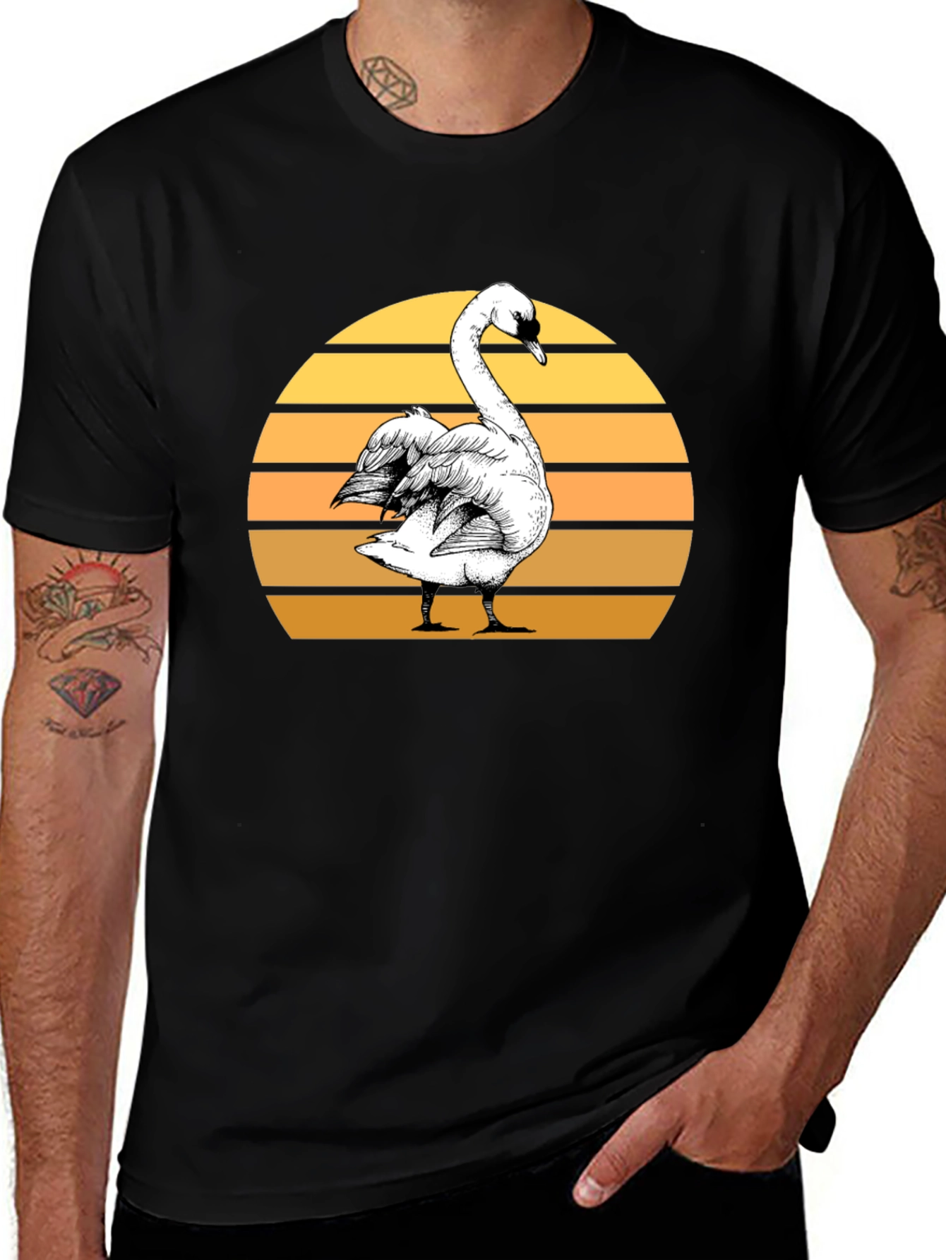 Variant 10 of Swan Sunset Graphic Tee - Unique Design