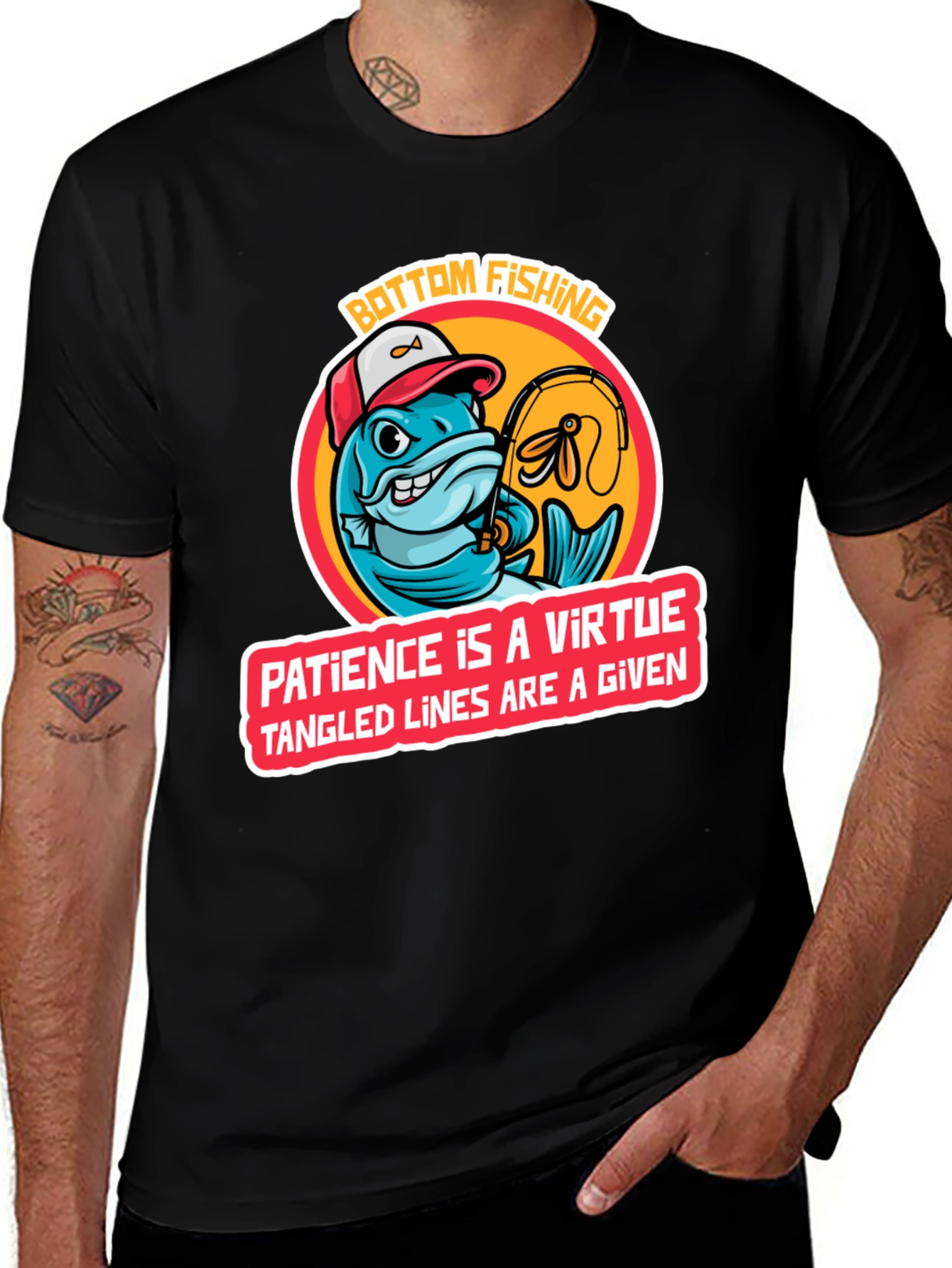 Funny Fishing T-Shirt: Bottom Fishing Patience Design
