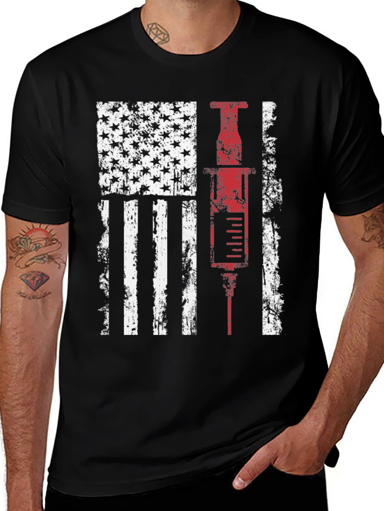 Variant 6 of American Flag Syringe Graphic Tee
