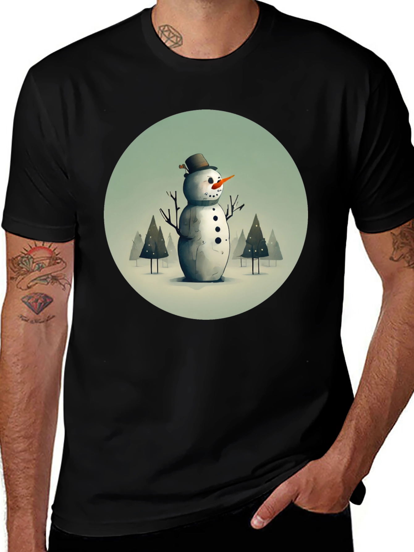 Variant 29 of Snowman Graphic Tee - Winter Holiday Apparel