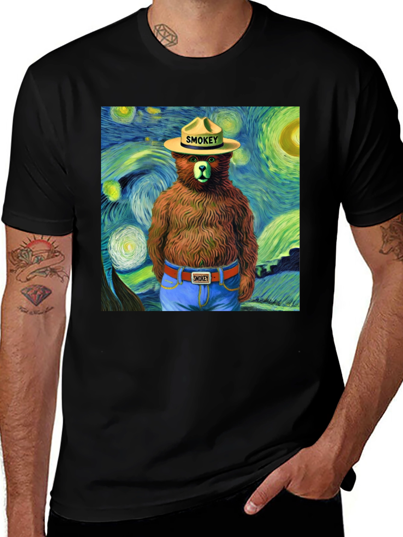 Variant 22 of Smokey Bear Starry Night Graphic Tee