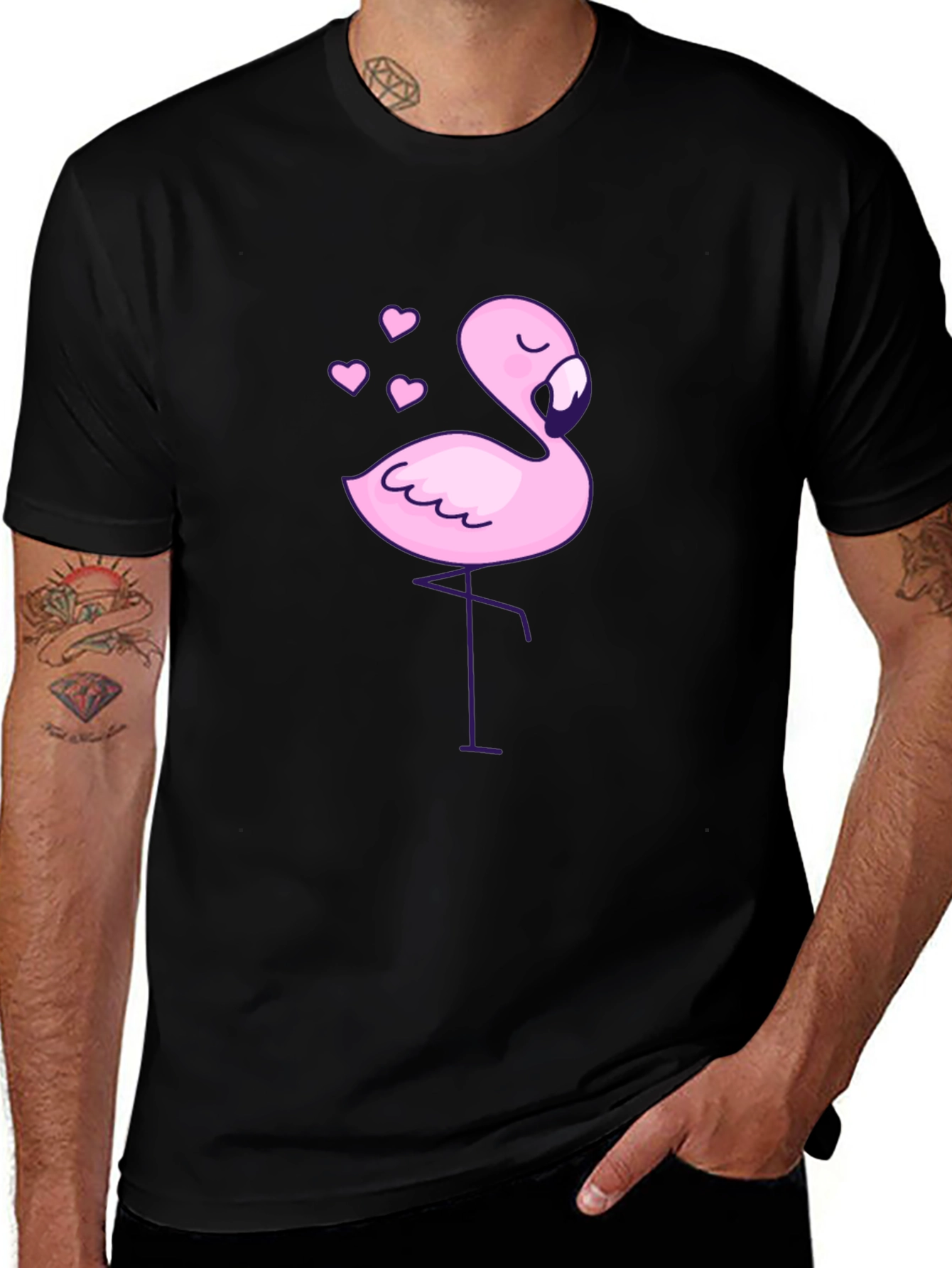 Variant 20 of Black Flamingo Heart Graphic T-Shirt