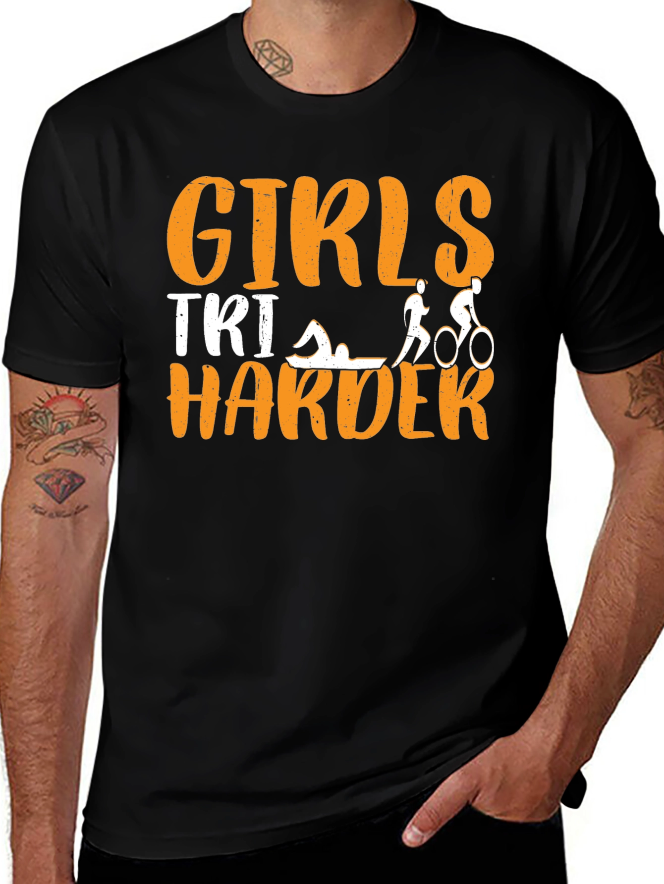 Variant 27 of Girls TRI Harder Triathlon T-Shirt