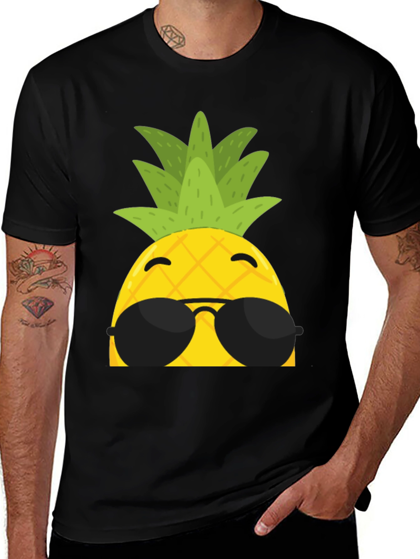 Variant 30 of Cool Pineapple Graphic T-Shirt - Black