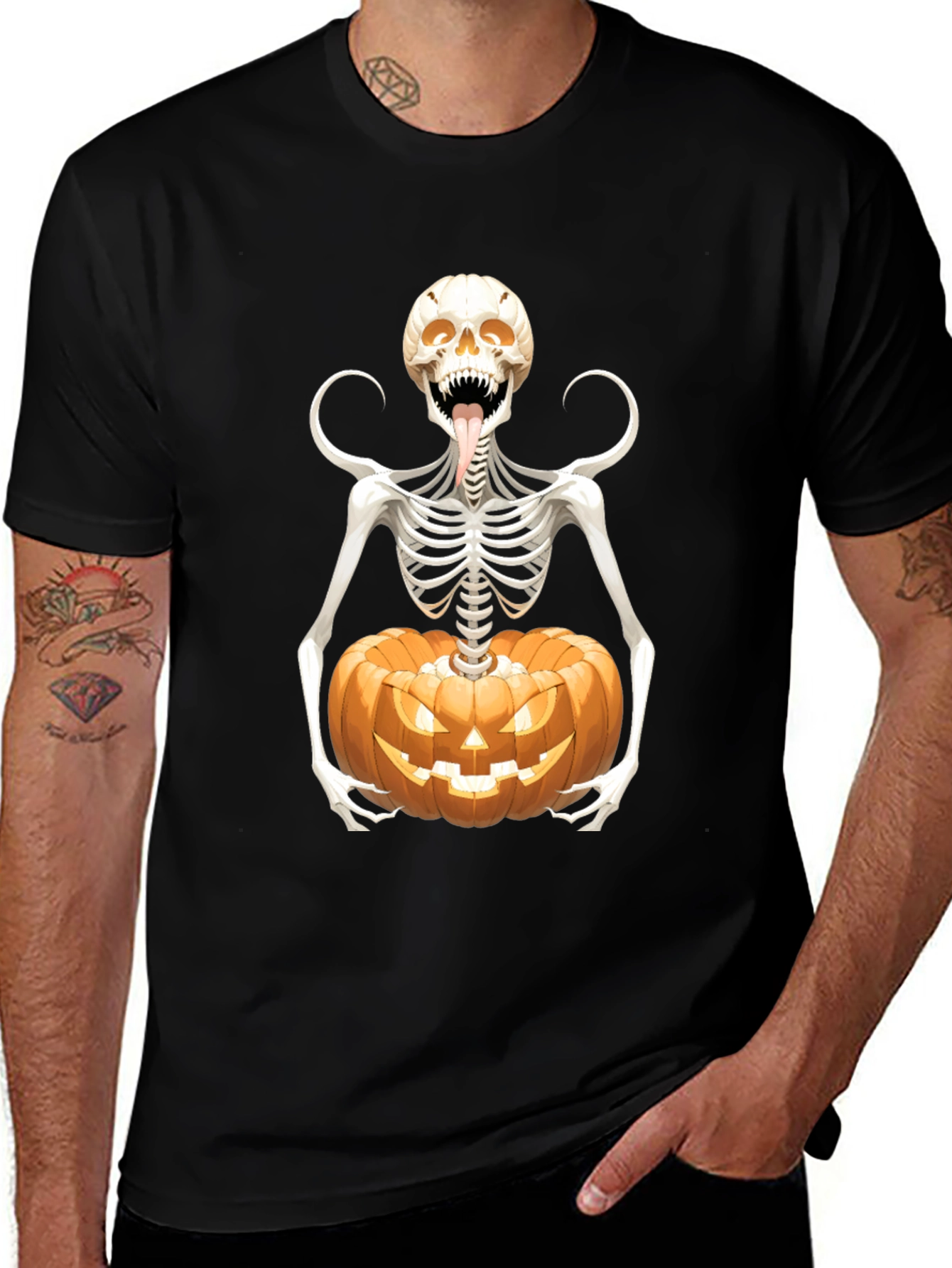 Variant 24 of Skeleton & Pumpkin Graphic Tee