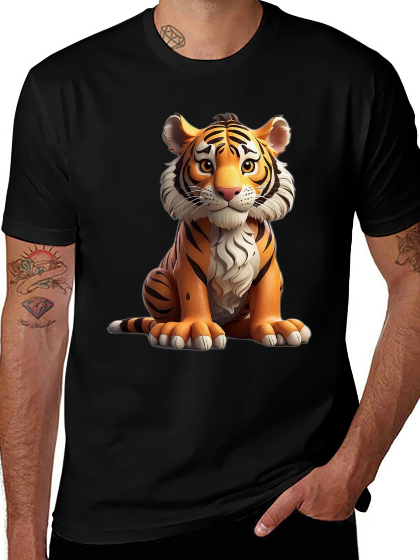 Variant 30 of Tiger Graphic Tee - Cute Cartoon Tiger T-Shirt