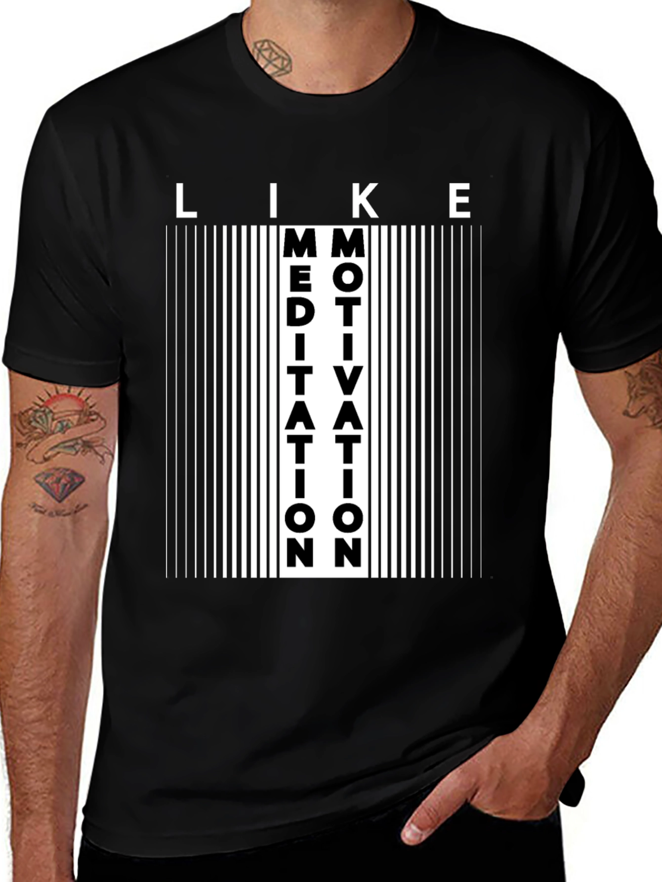 Variant 19 of Meditation Motivation Graphic Tee - Black Casual Shirt