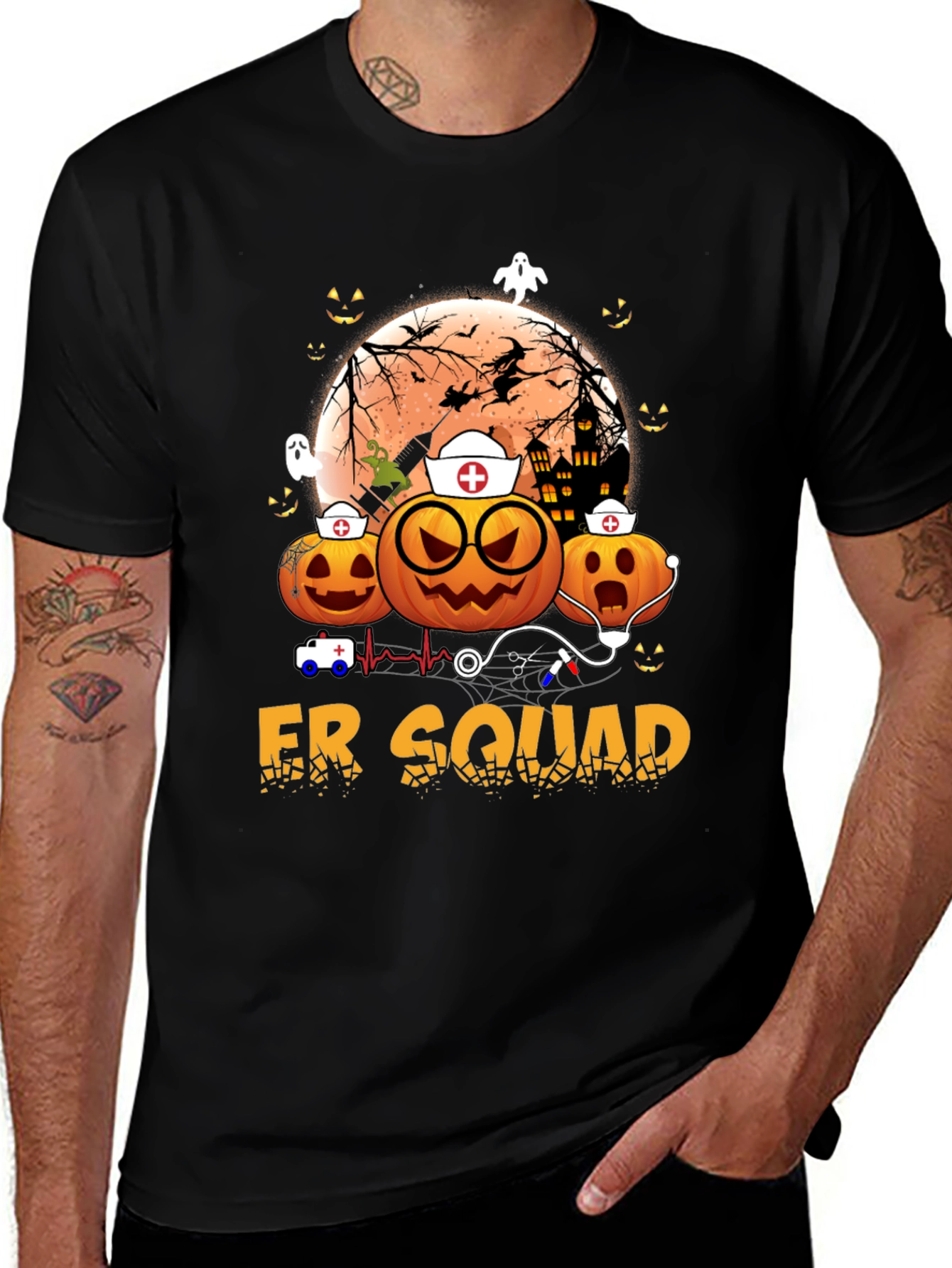 ER Squad Halloween Pumpkin Nurse T-Shirt