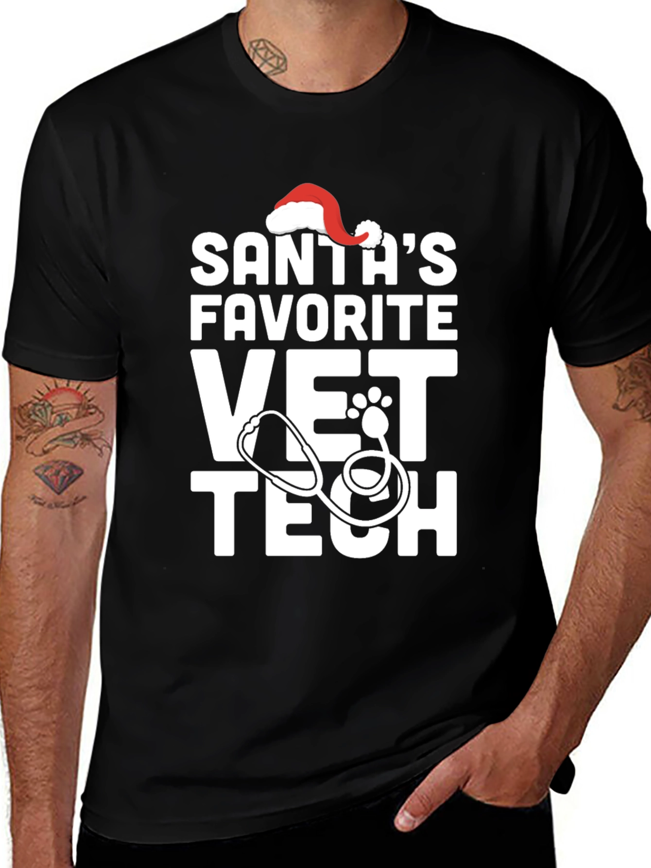 Santa's Favorite Vet Tech T-Shirt - Holiday Pet Doctor