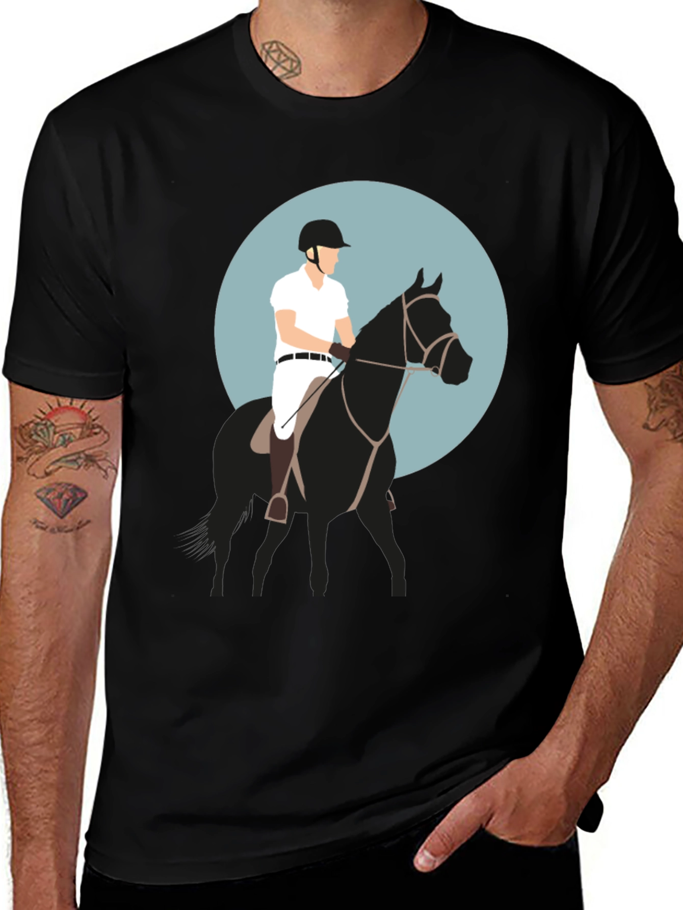 Black Equestrian Rider Graphic Tee - Black T-Shirt main image
