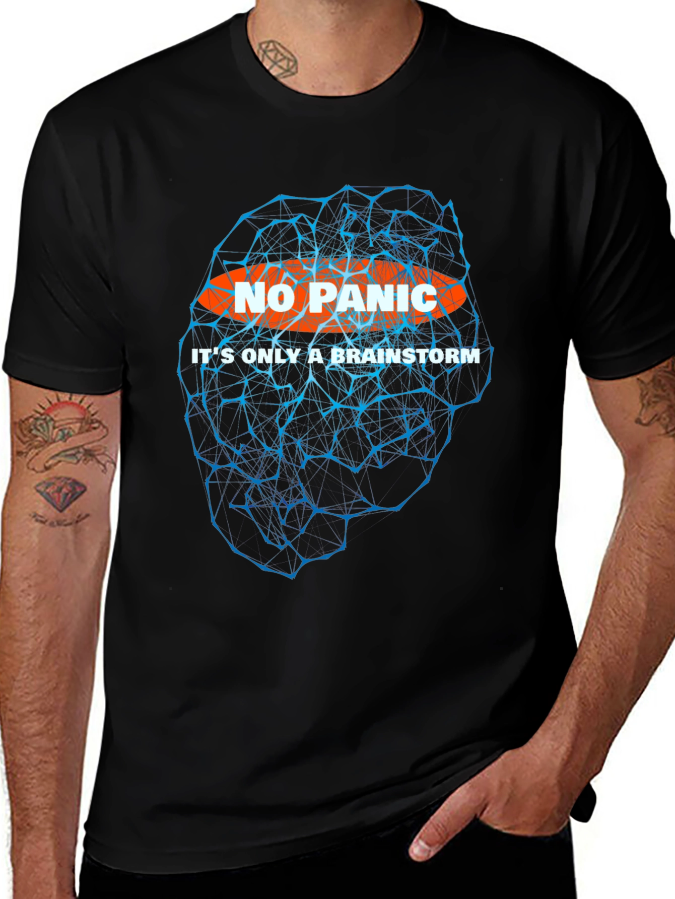Variant 25 of No Panic Brainstorm T-Shirt - Black Graphic Tee