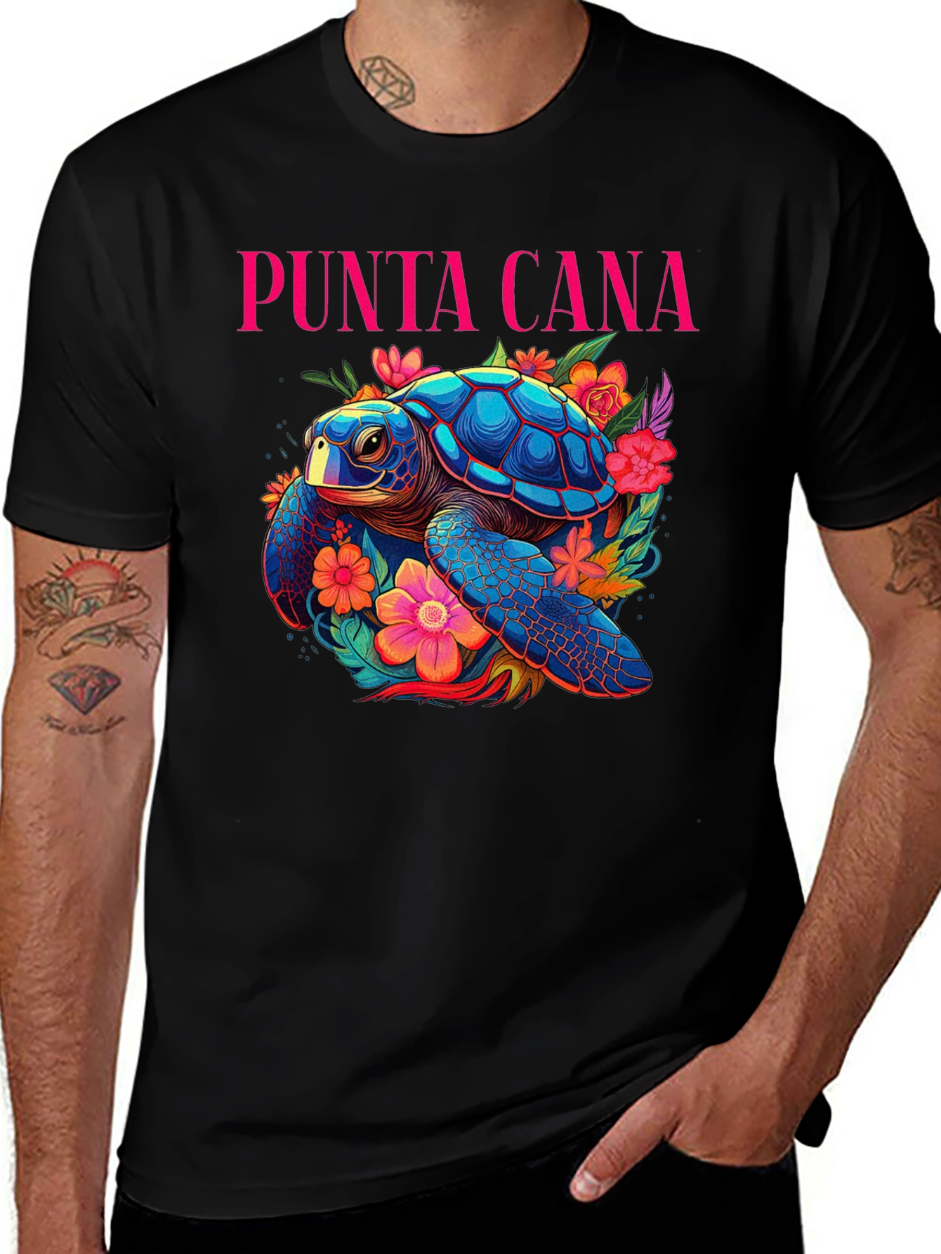 Variant 27 of Punta Cana Turtle Graphic Tee - Tropical Style