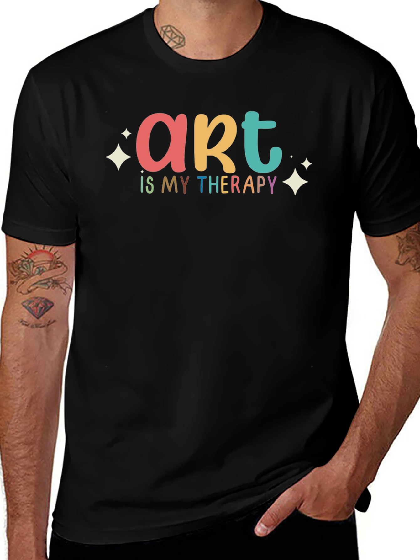 Variant 8 of Art is My Therapy Graphic Tee - Black Casual T-Shirt