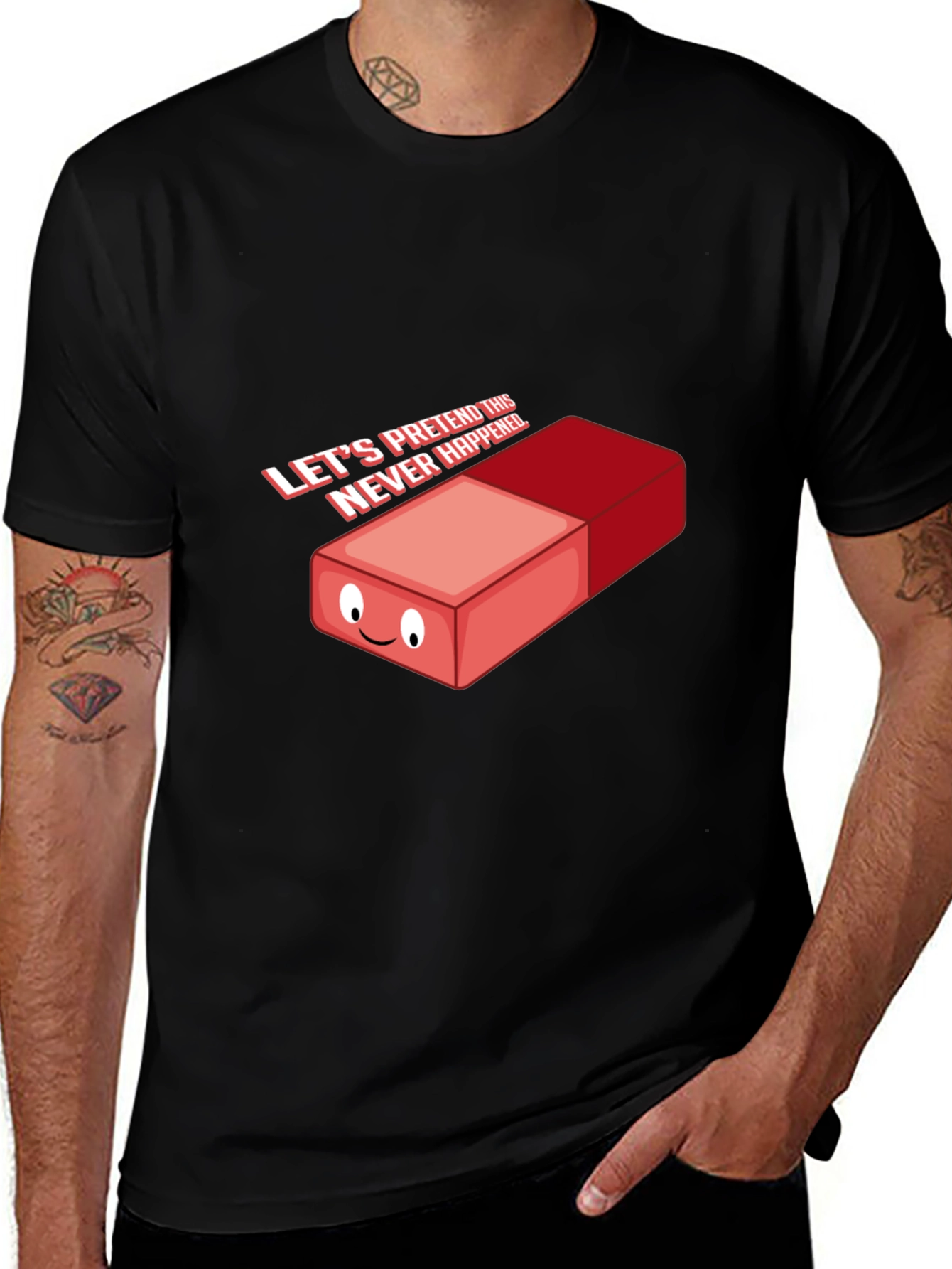 Variant 17 of Funny Eraser Cartoon T-Shirt - Let's Pretend This Never Happened