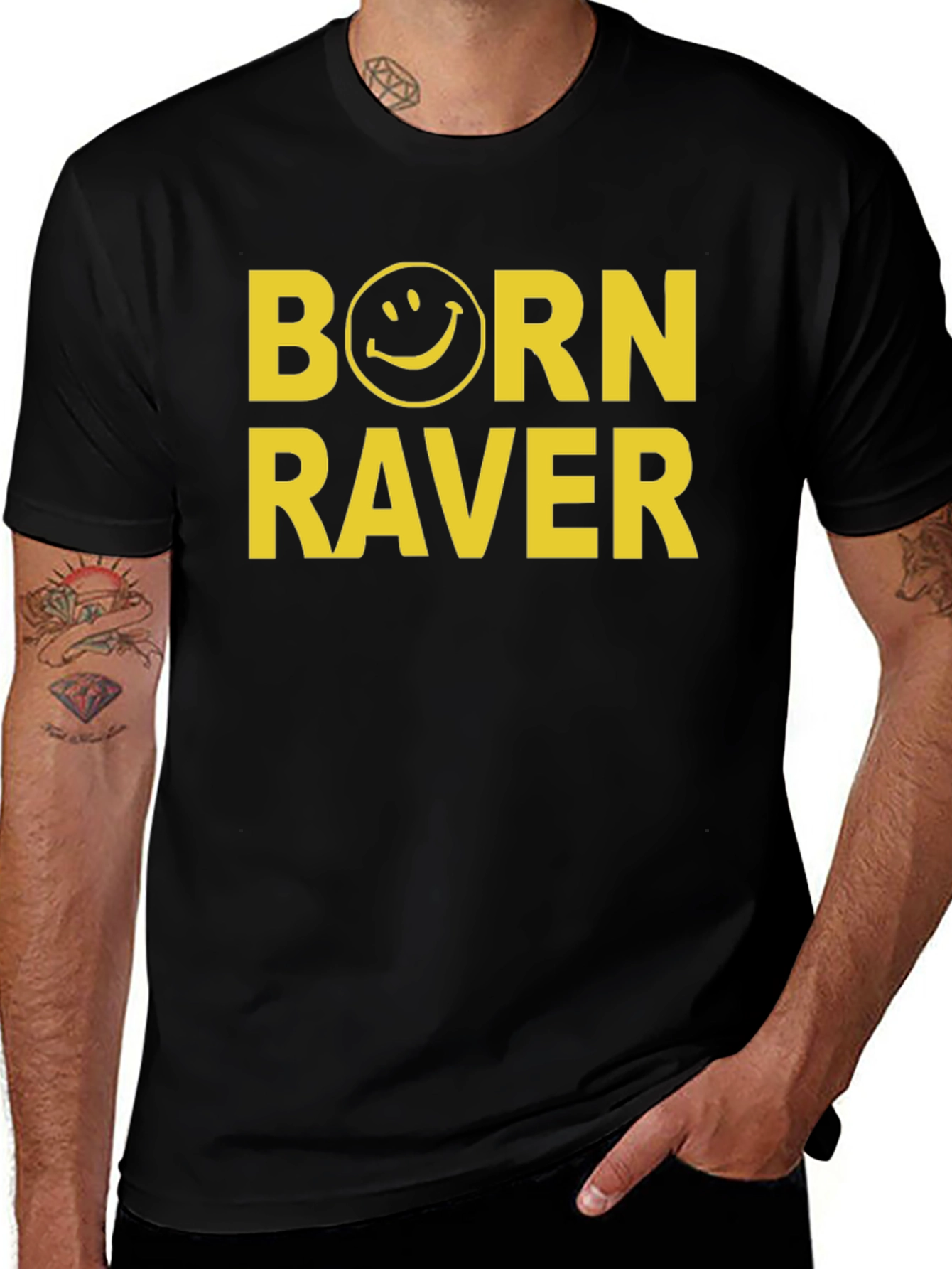 Variant 11 of Born Raver Graphic T-Shirt - Black