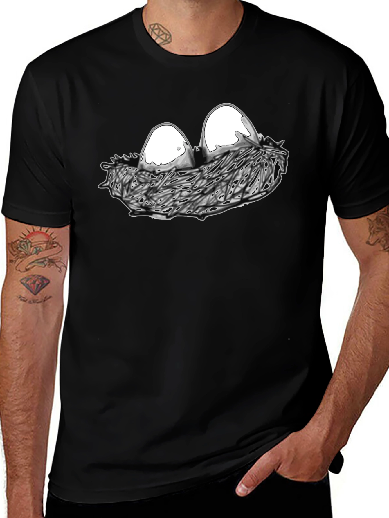 Variant 3 of Eggs in Nest Graphic Black T-Shirt