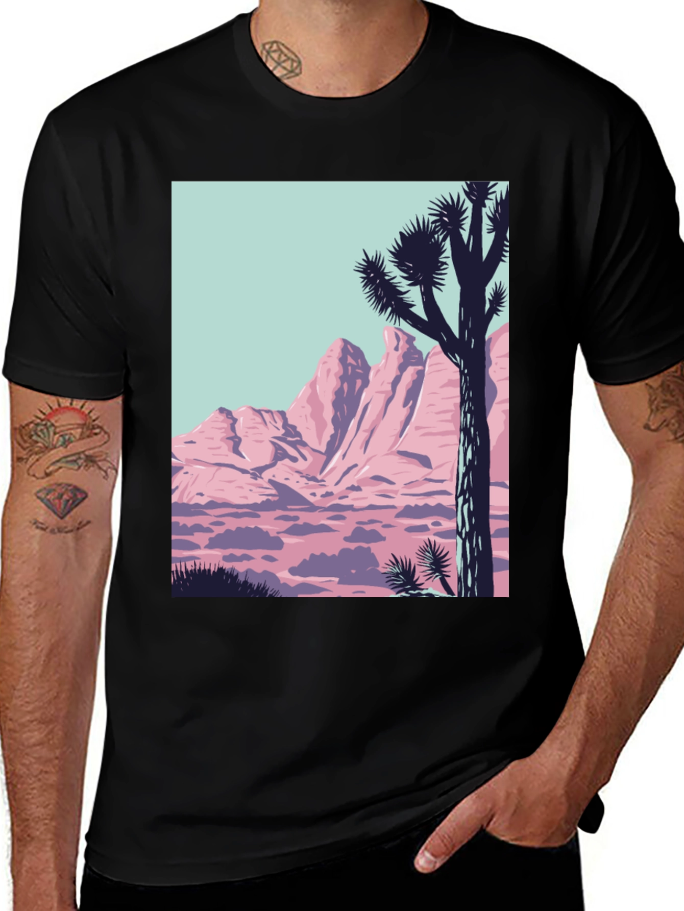 Variant 4 of Retro Desert Graphic Tee - Black Crew Neck