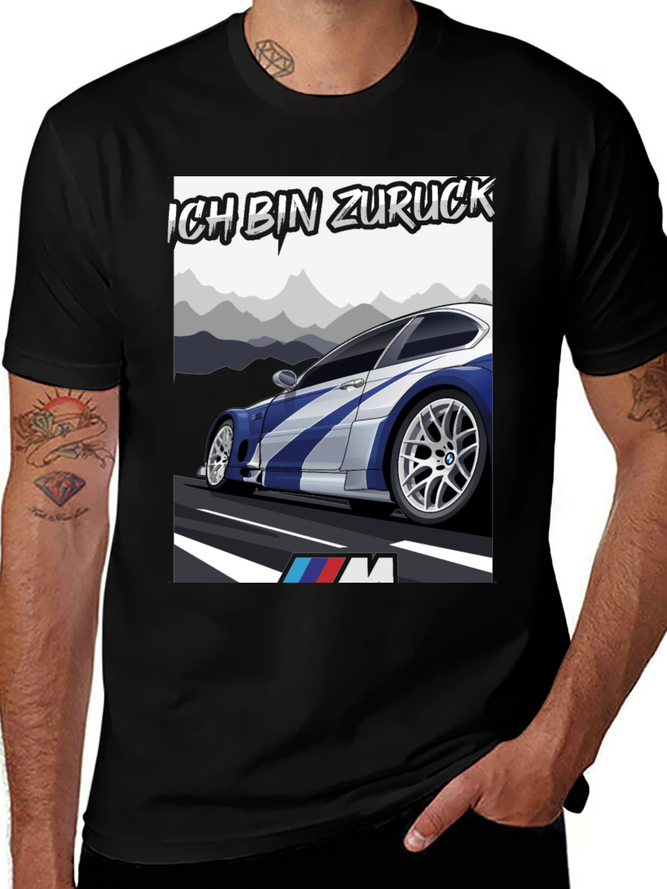Variant 22 of BMW Car Graphic T-Shirt - "Ich Bin Zuruck" Design