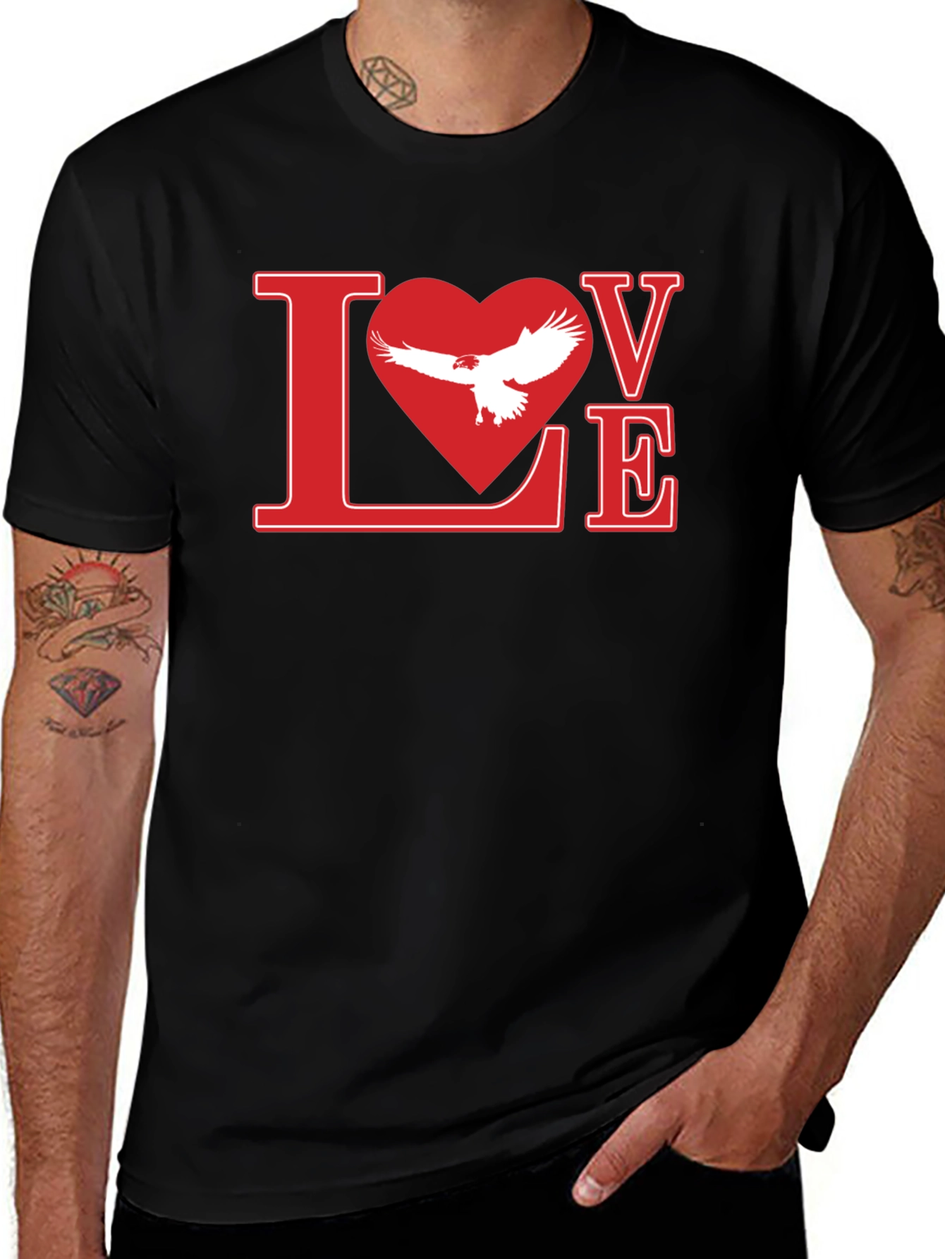Variant 13 of Love Eagle Graphic Print Black T-Shirt