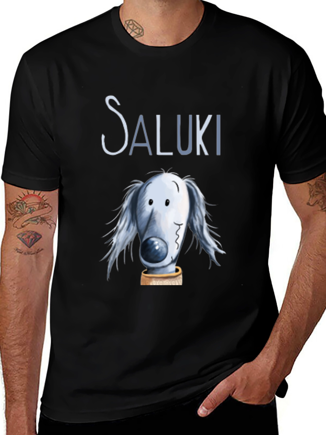 Saluki Dog T-Shirt: Cartoon Graphic Tee