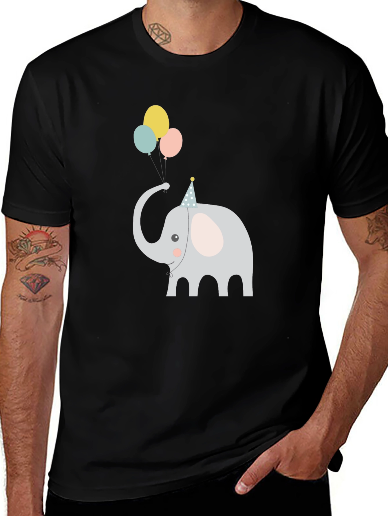 Elephant with Balloons Graphic Tee
