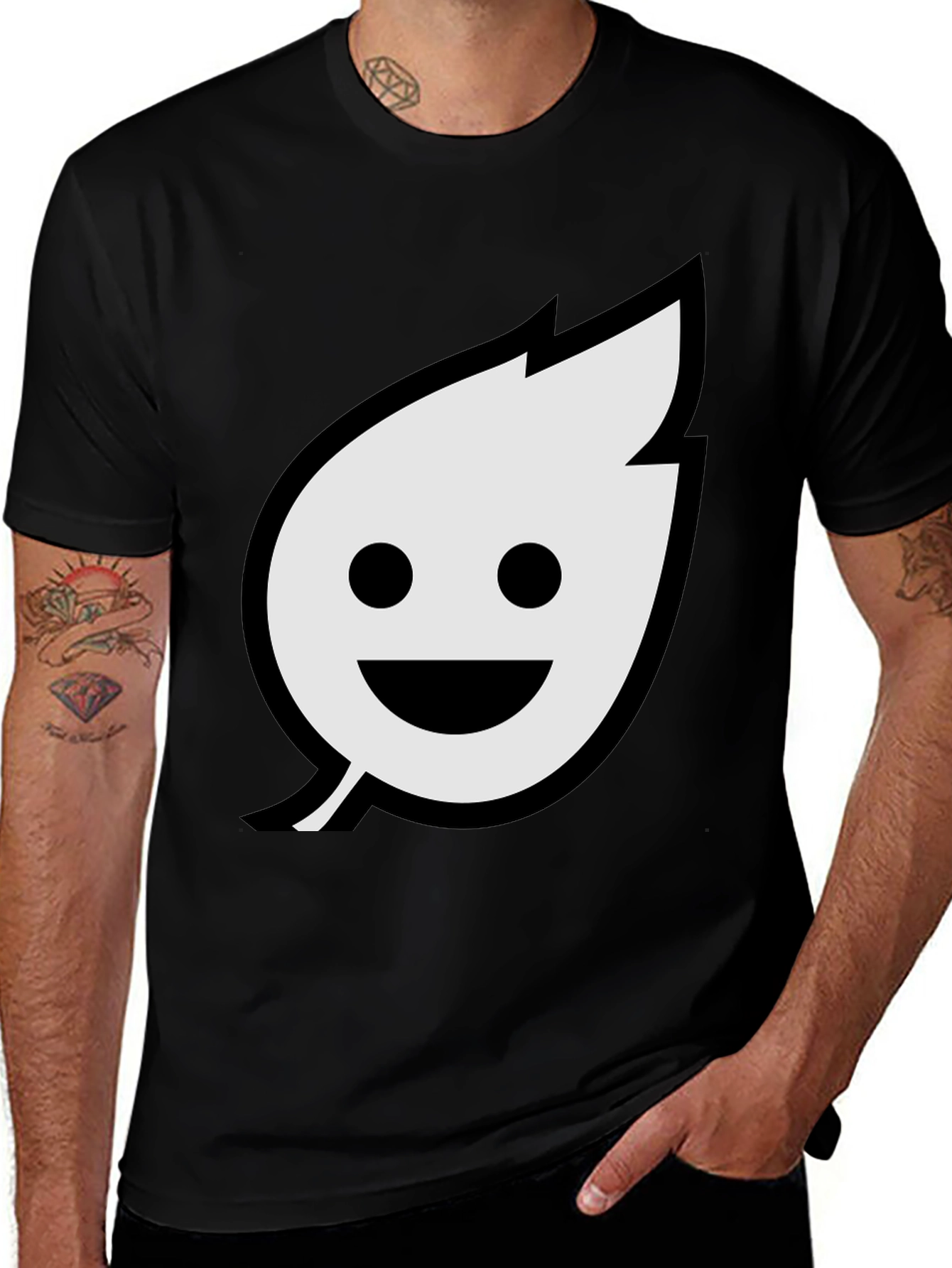 Variant 22 of Smiley Leaf Graphic T-Shirt - Black