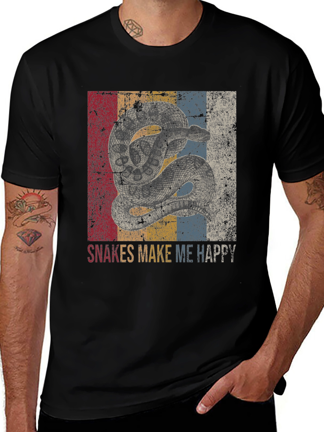 Variant 11 of Snakes Make Me Happy T-Shirt - Unique Vintage Design
