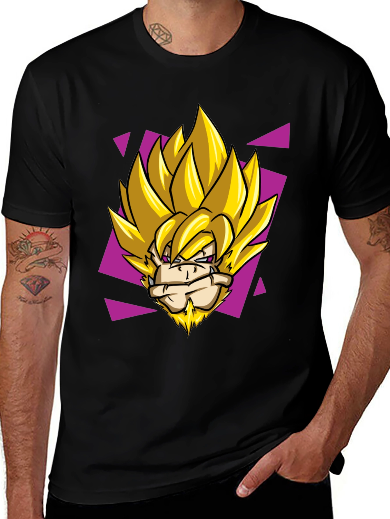 Variant 6 of Anime Character Graphic Black T-Shirt