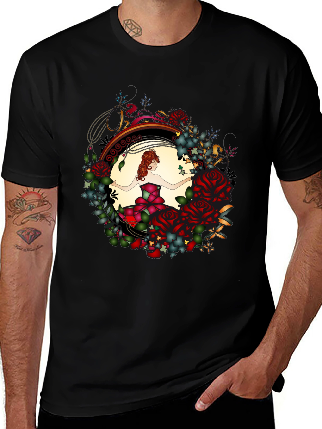 Variant 30 of Floral Maiden Graphic Tee - Black T-Shirt