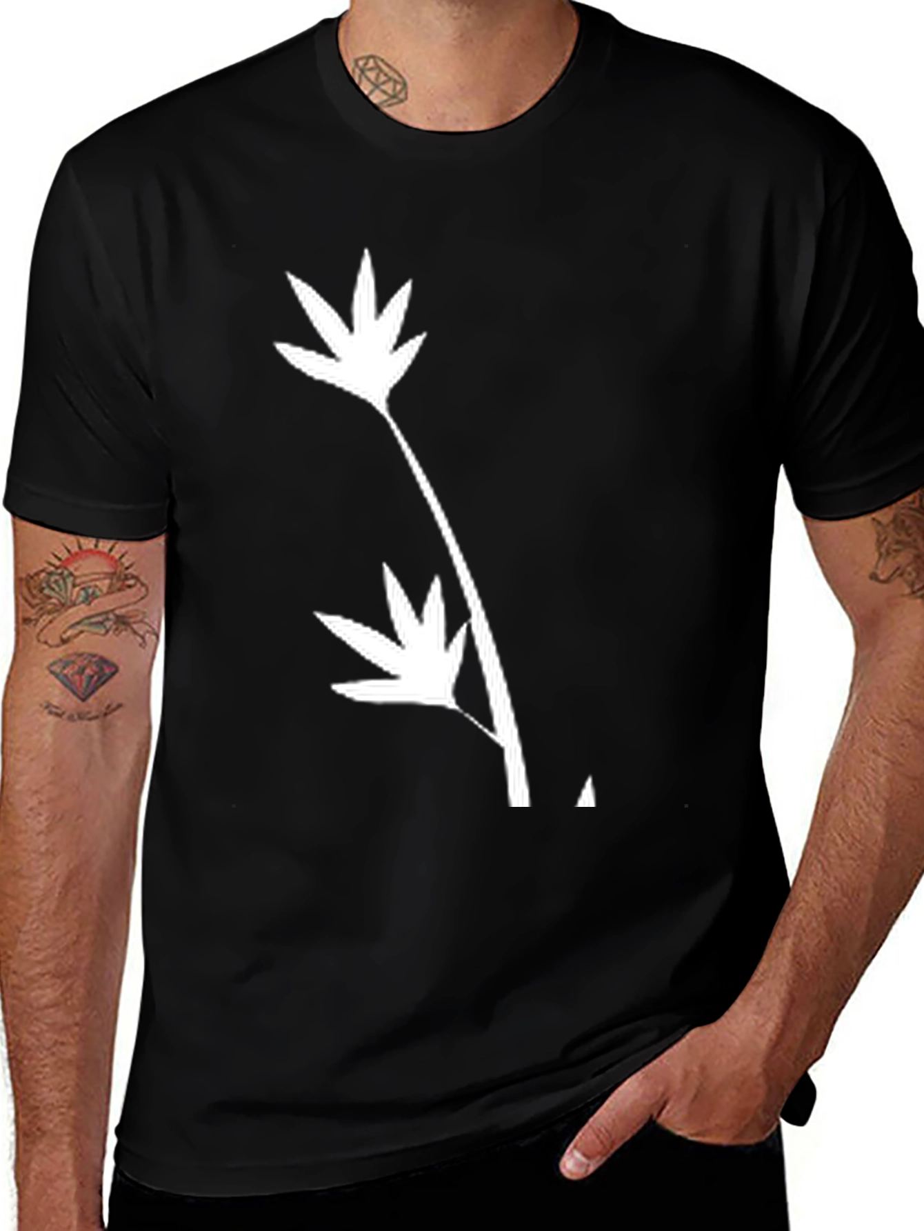 Variant 23 of Black T-Shirt with Plant Graphic