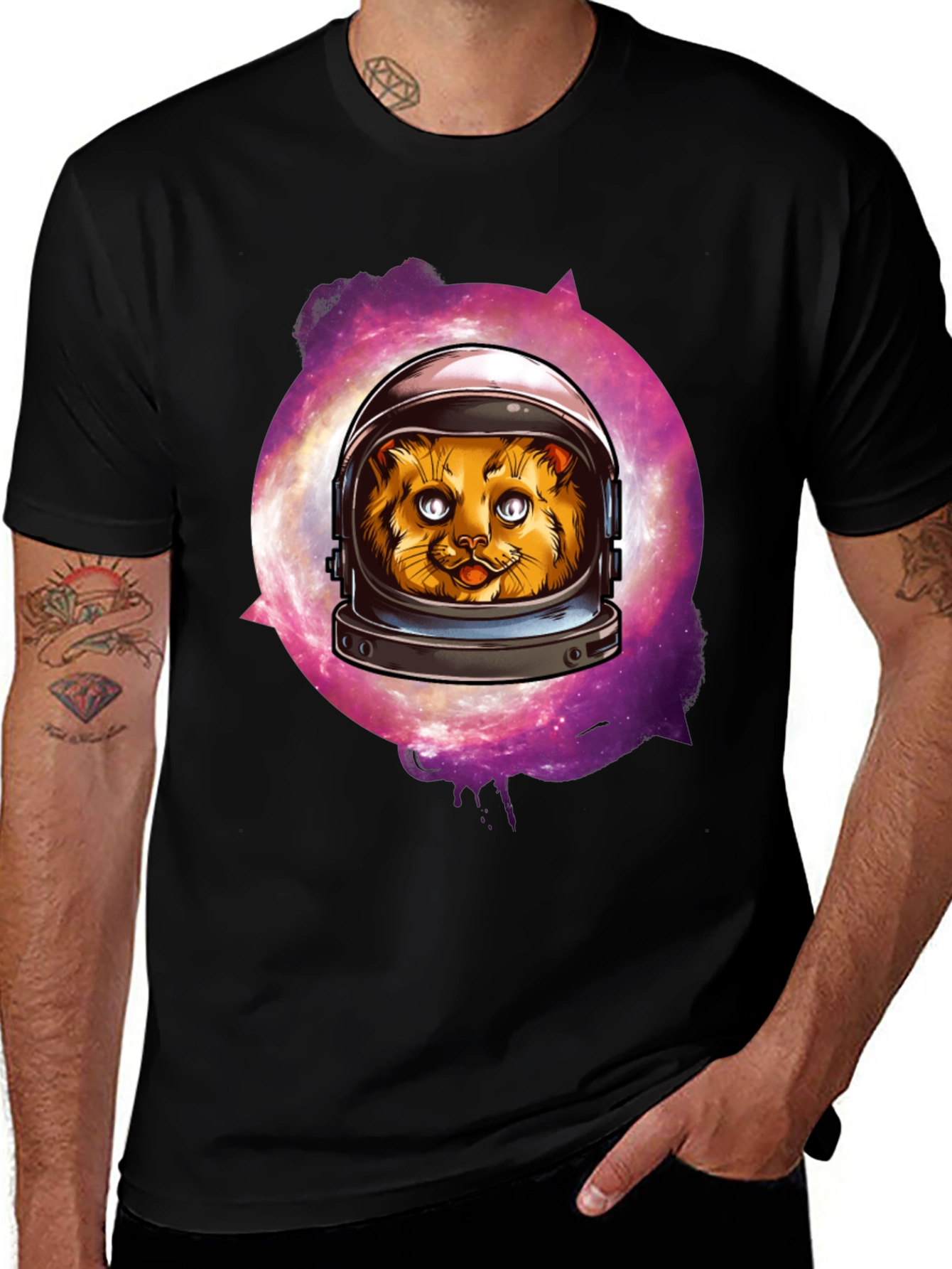 Variant 27 of Astronaut Cat Graphic T-Shirt - Galaxy Space Kitten Tee