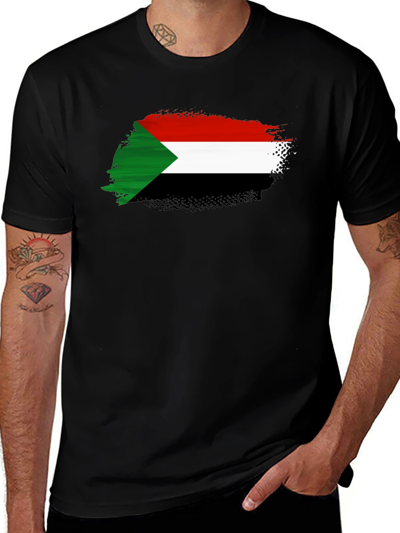 Sudan Flag T-Shirt - Black Cotton Tee