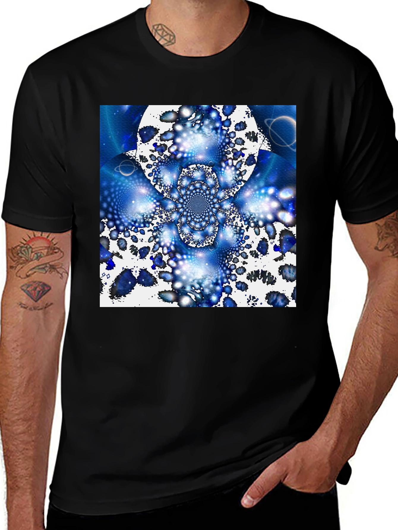 Abstract Blue Universe Graphic Tee