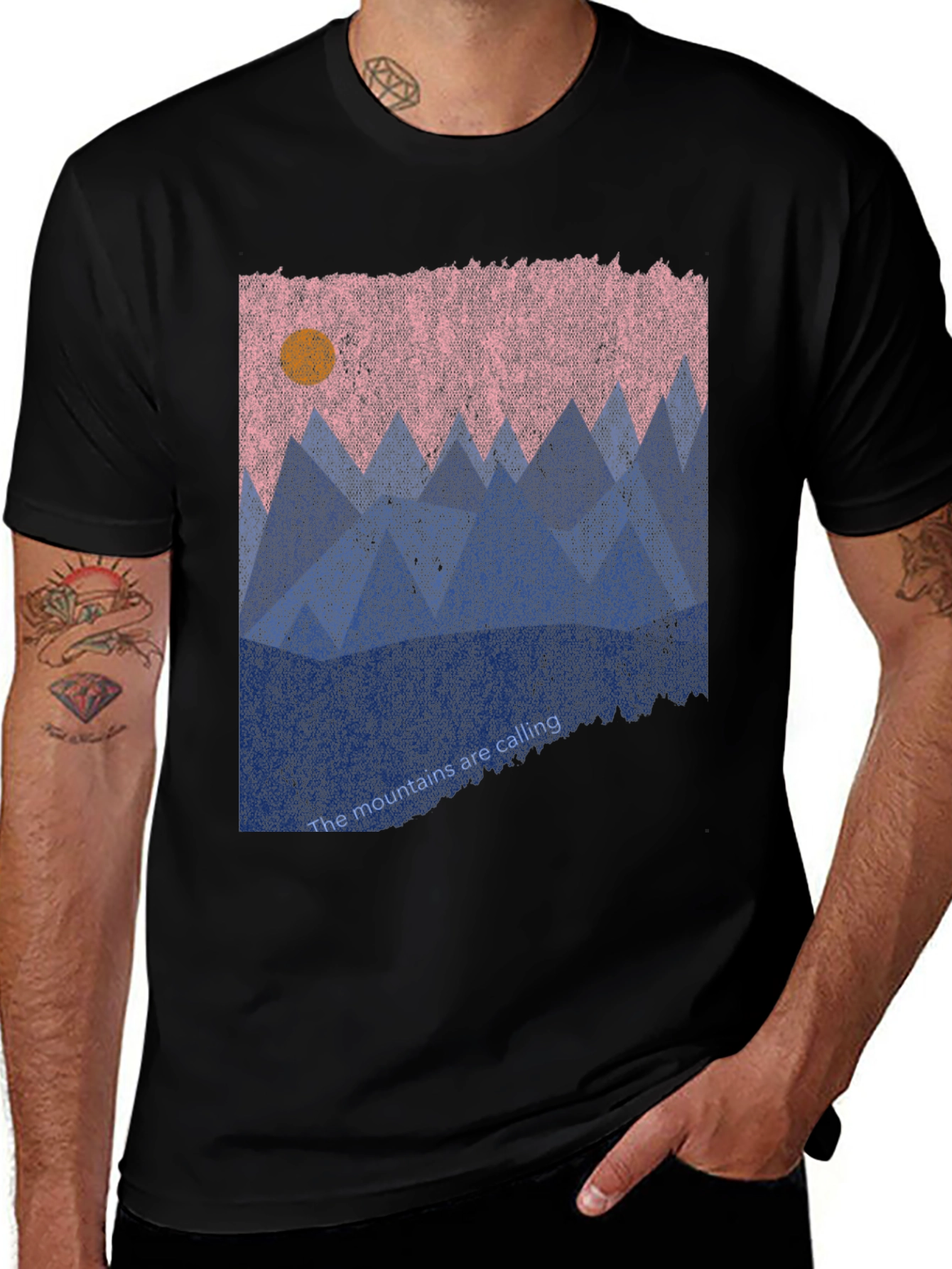Variant 16 of Mountains Calling Graphic Tee - Black Casual T-Shirt