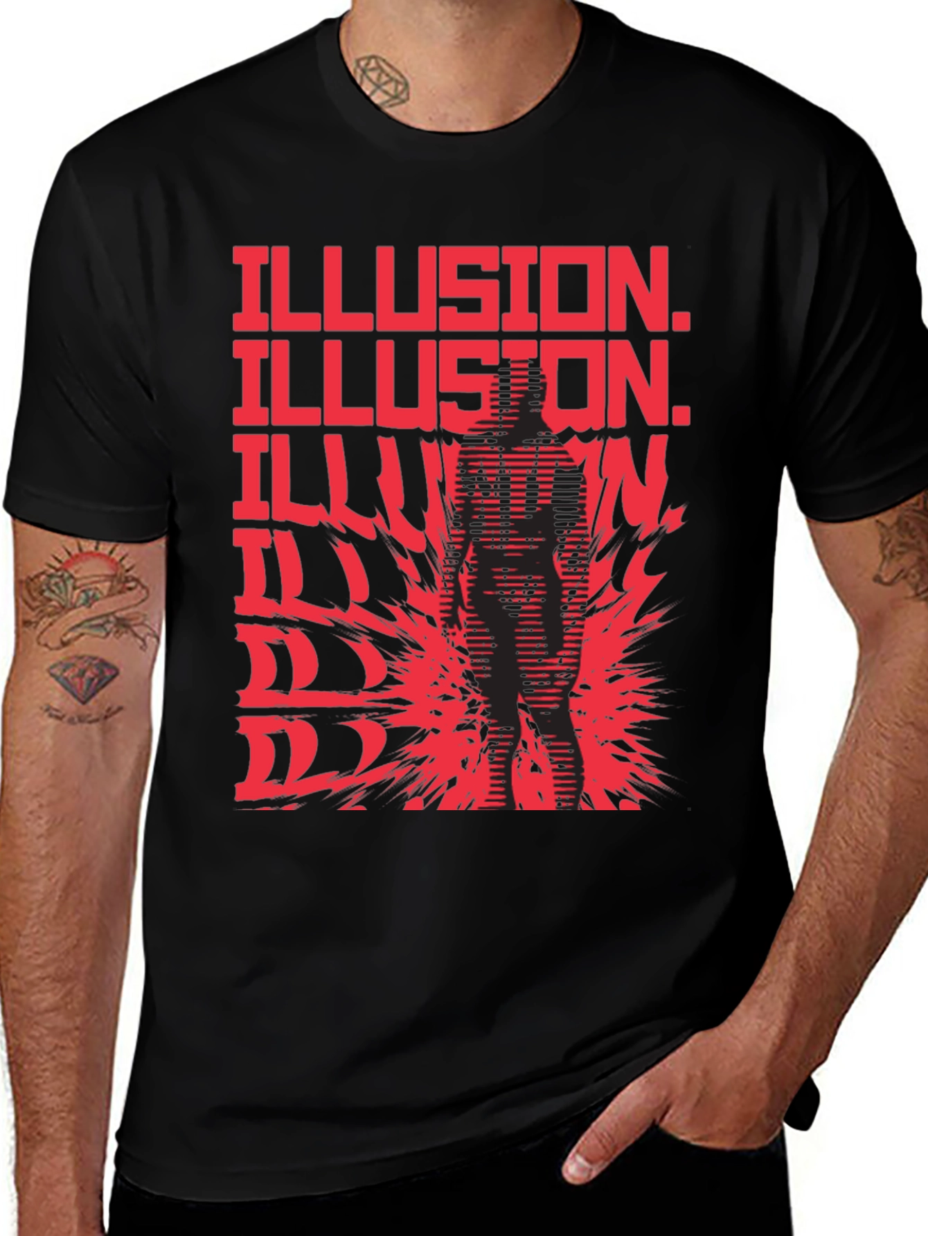 Variant 27 of Illusion Graphic Print Black T-Shirt