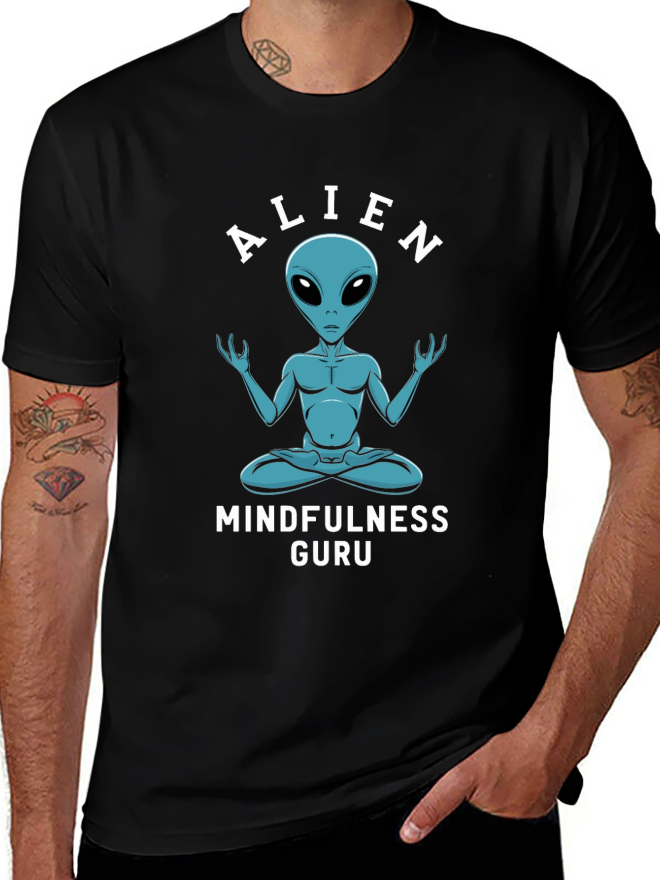 Variant 22 of Alien Mindfulness Guru T-Shirt - Funny Meditating Tee