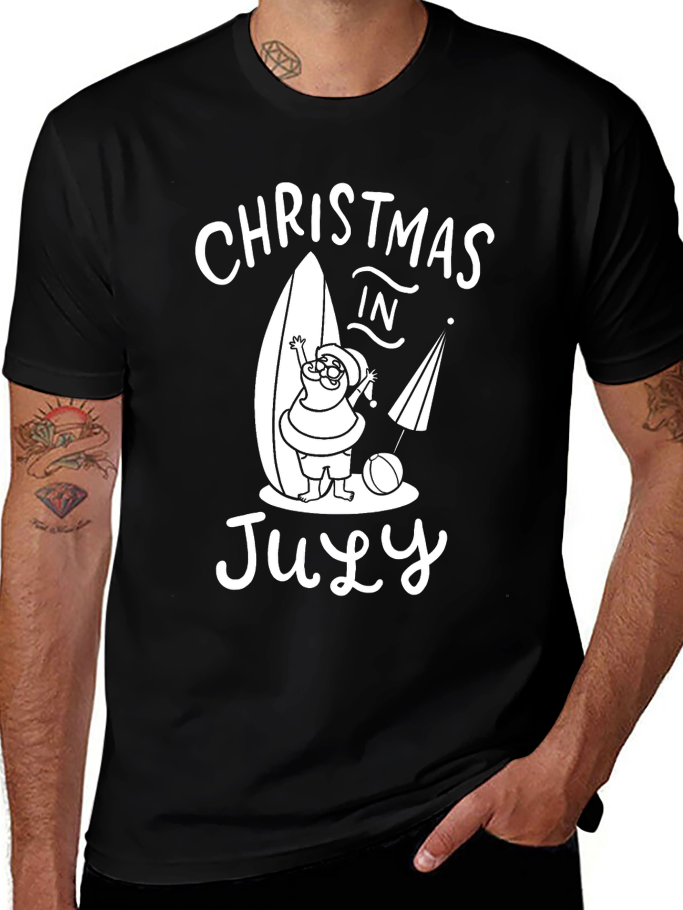 Christmas in July T-Shirt Santa Surf
