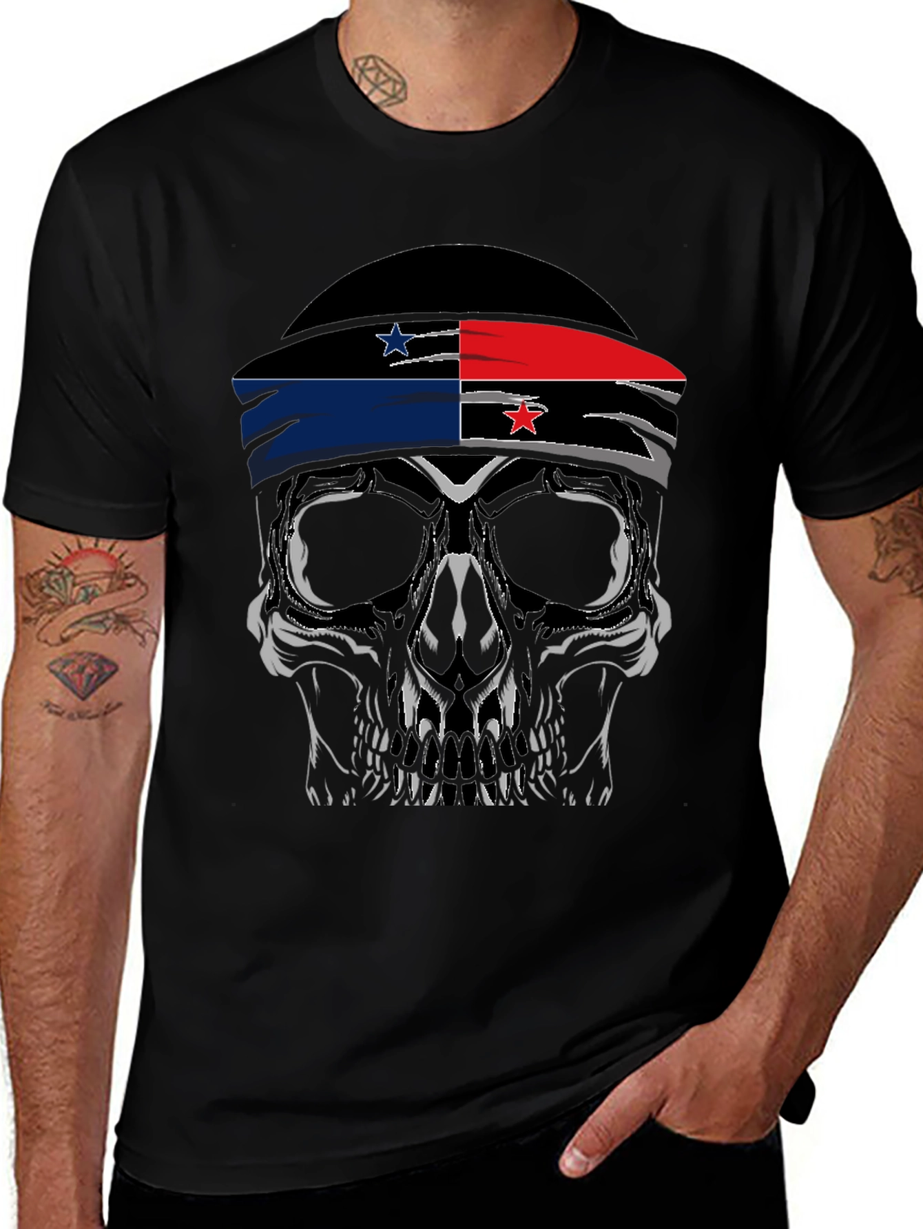 Panama Flag Skull T-Shirt - Patriotic Style