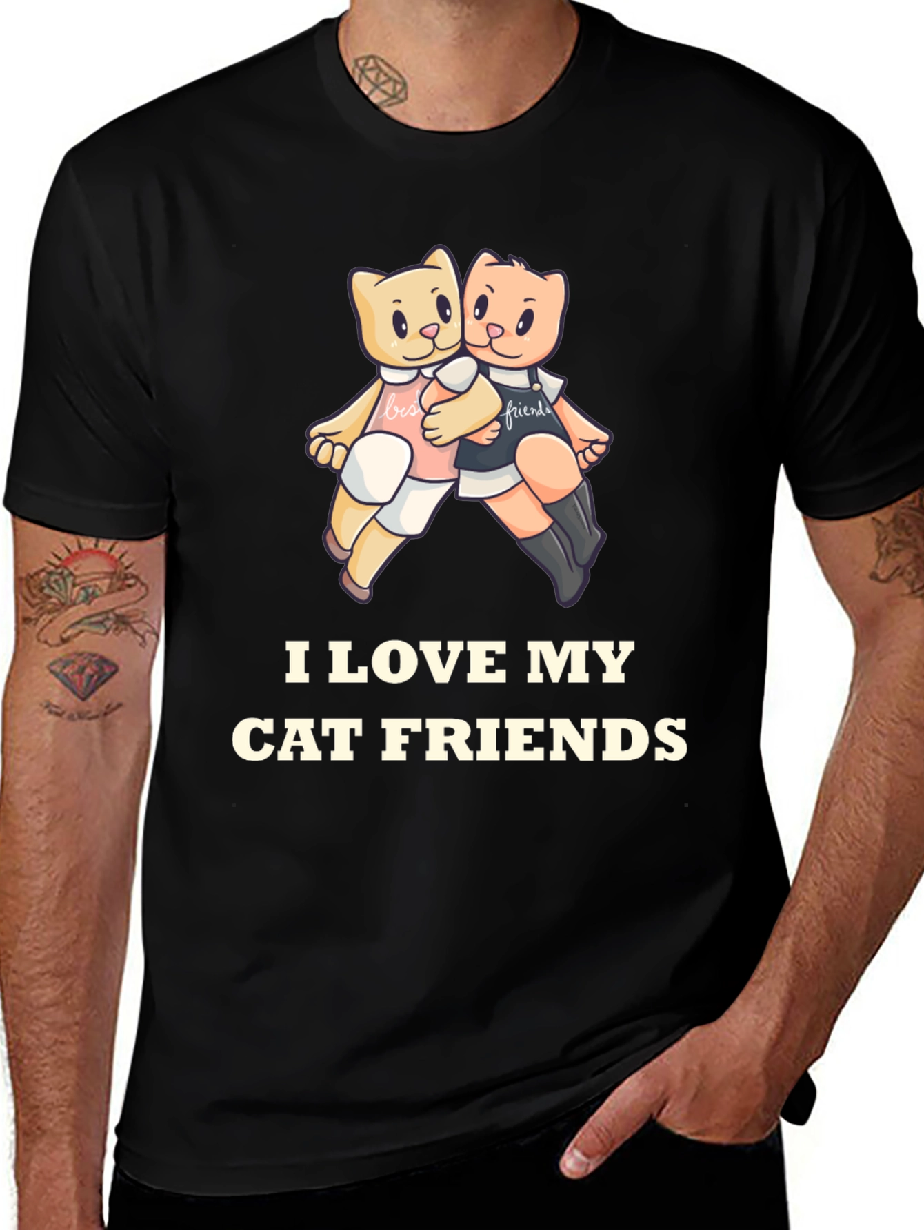 Variant 23 of I Love My Cat Friends Black T-Shirt