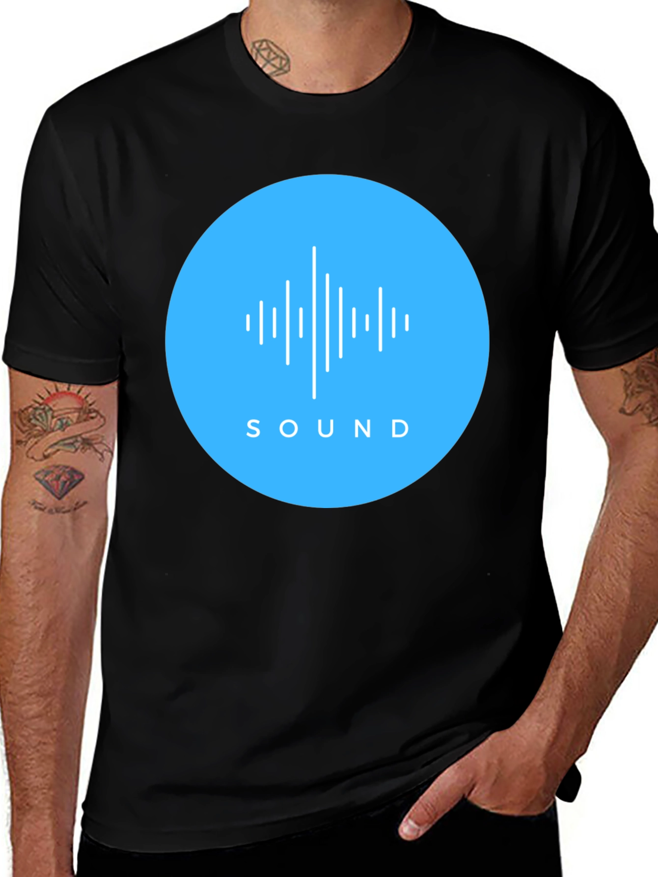 Variant 2 of Sound Wave Graphic Tee - Men's Black T-Shirt