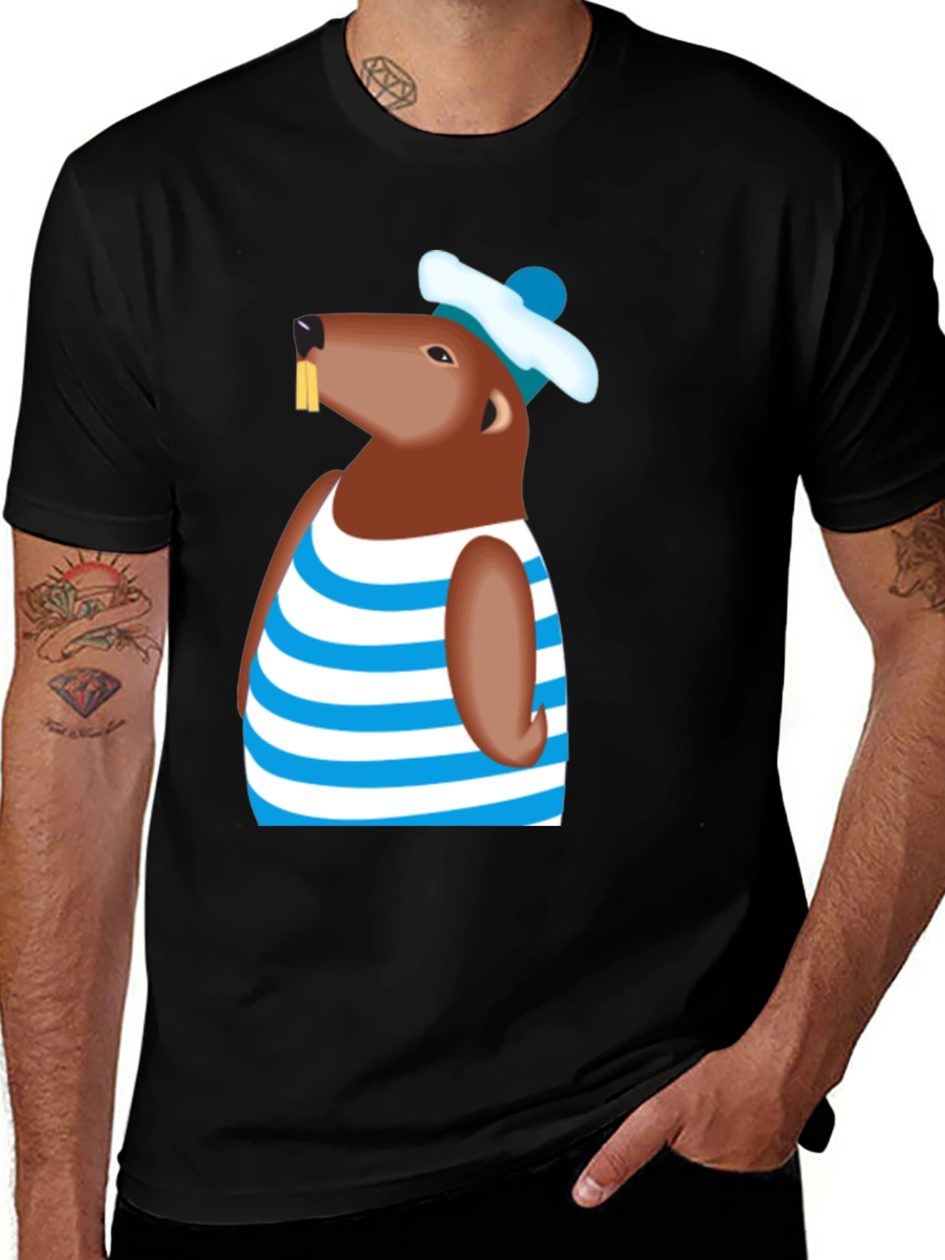 Variant 19 of Cartoon Beaver Striped Shirt