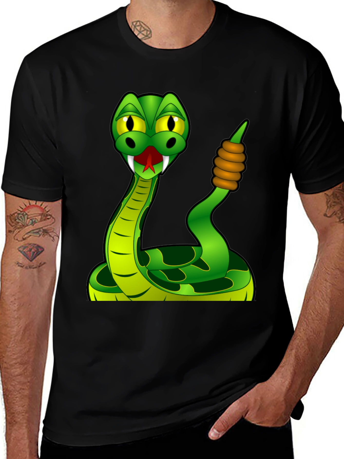 Variant 29 of Funny Snake Graphic Tee - Cartoon Reptile Design