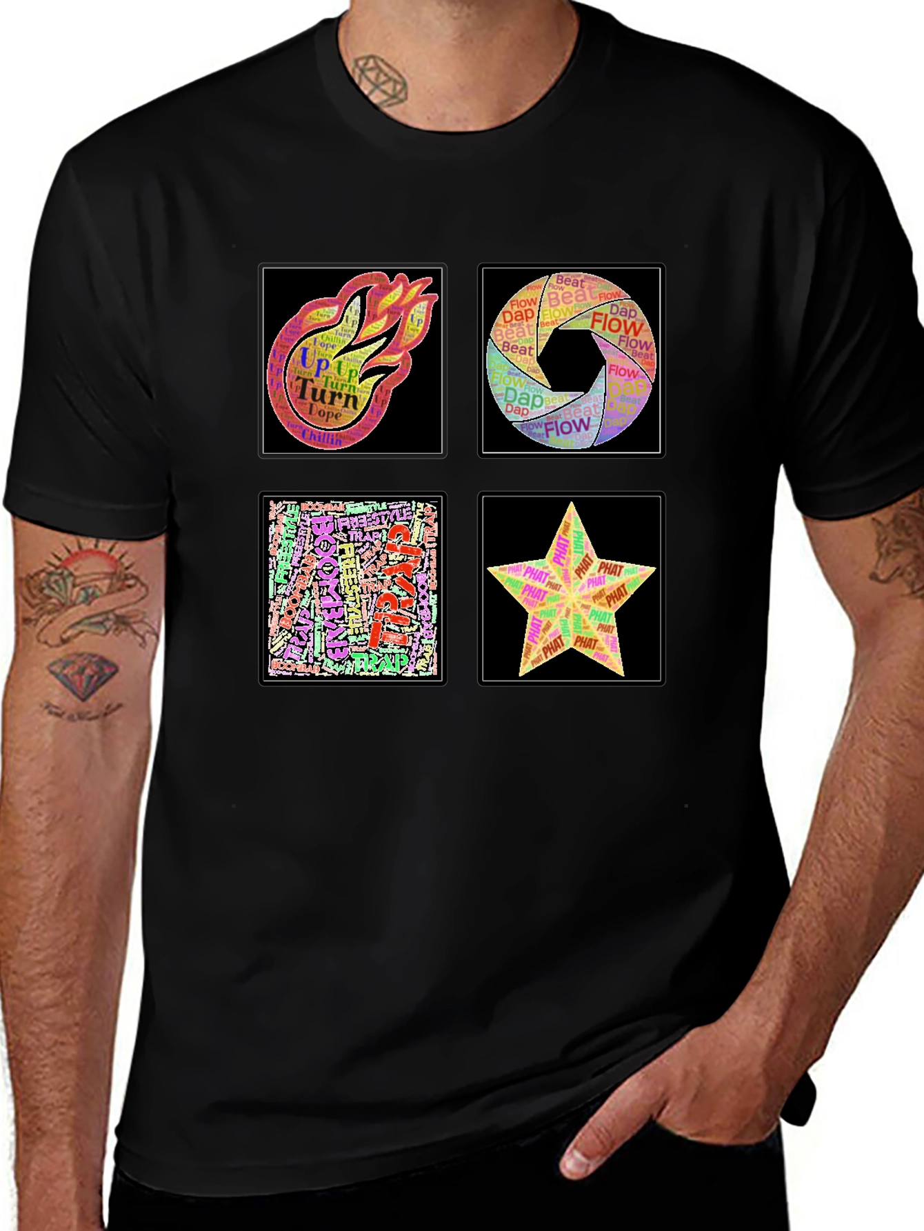 Variant 15 of Abstract Art Word Design Men's Black T-Shirt