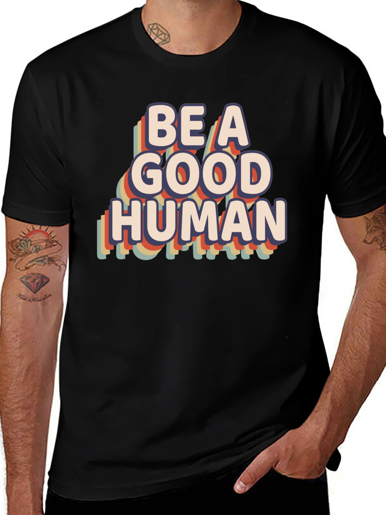 Variant 14 of Be a Good Human Graphic T-Shirt - Unisex Black Tee