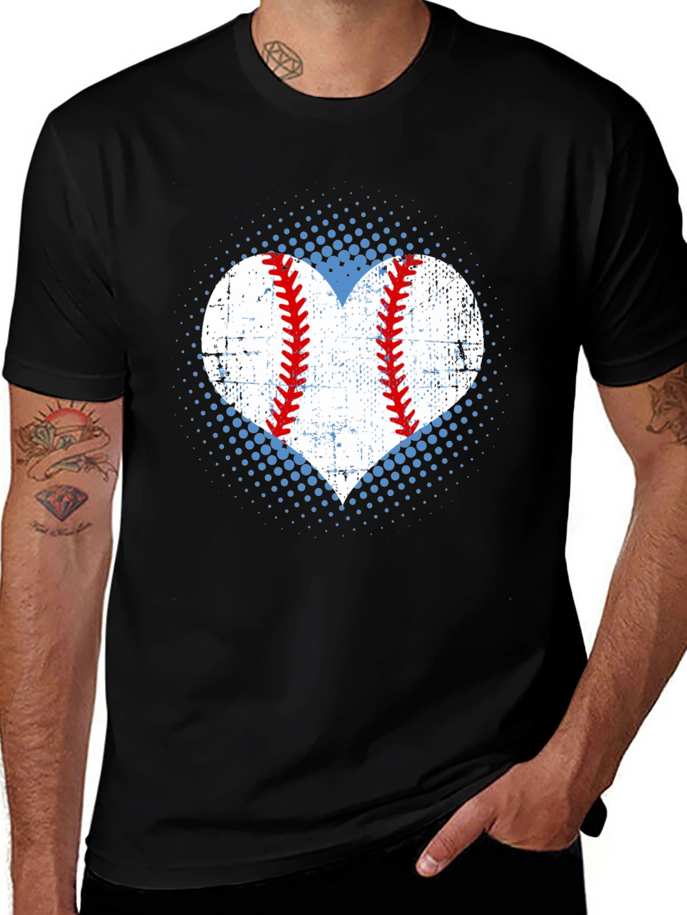 Variant 22 of Baseball Heart T-Shirt - Distressed Print