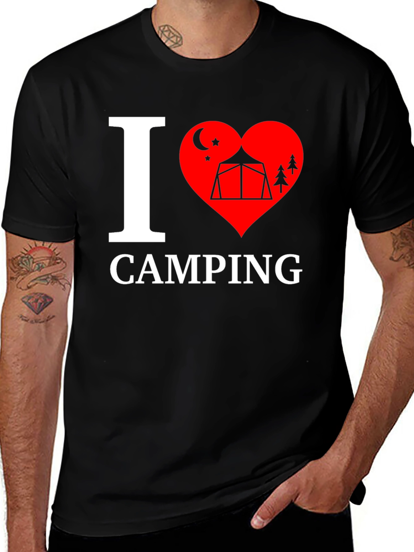 Variant 12 of I Love Camping T-Shirt - Black