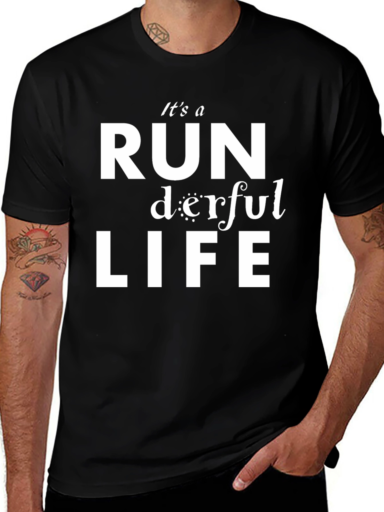 Variant 22 of It's a RUN derful LIFE T-Shirt - Black Graphic Tee