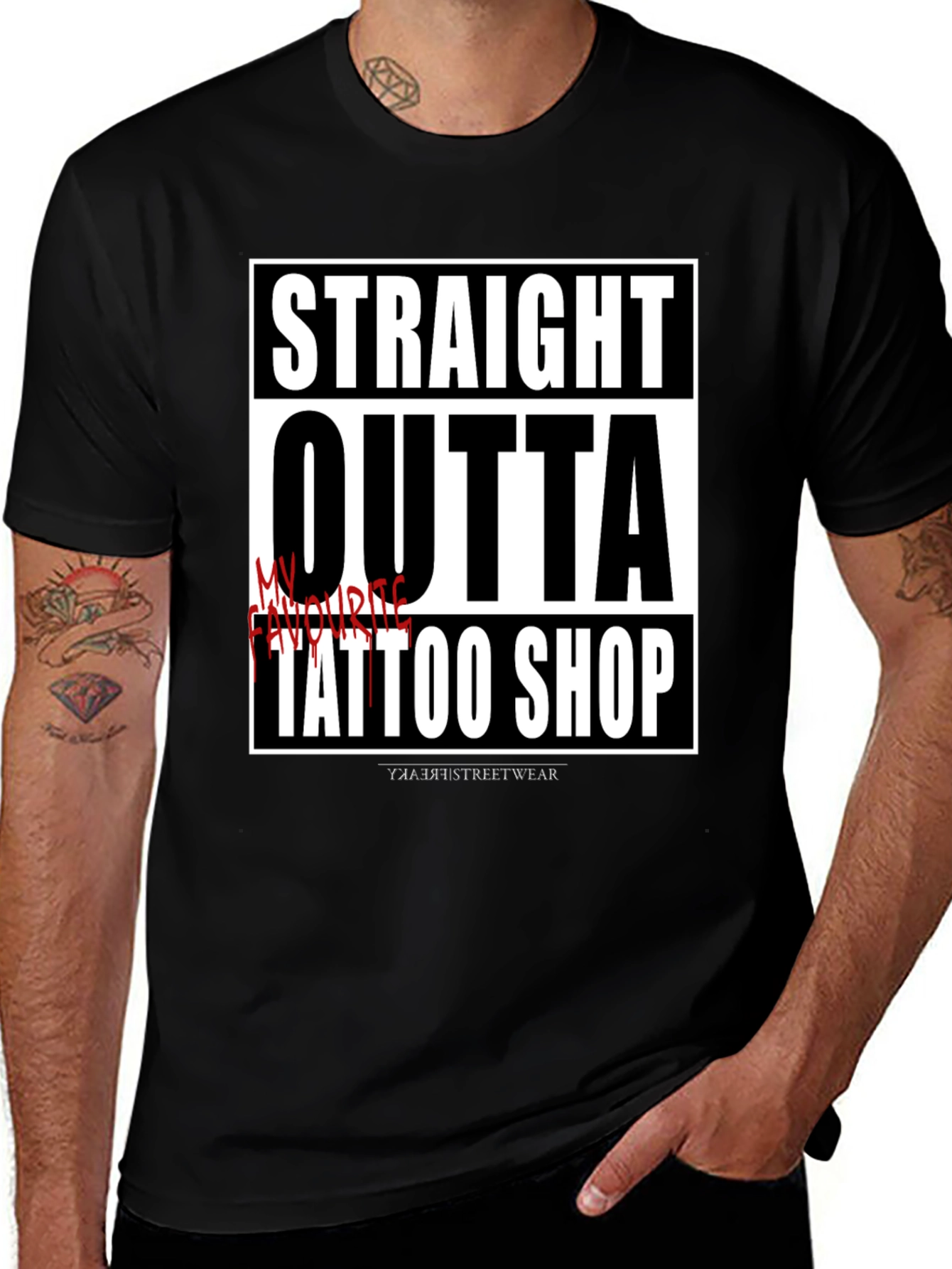 Variant 7 of Straight Outta Tattoo Shop T-Shirt - Black